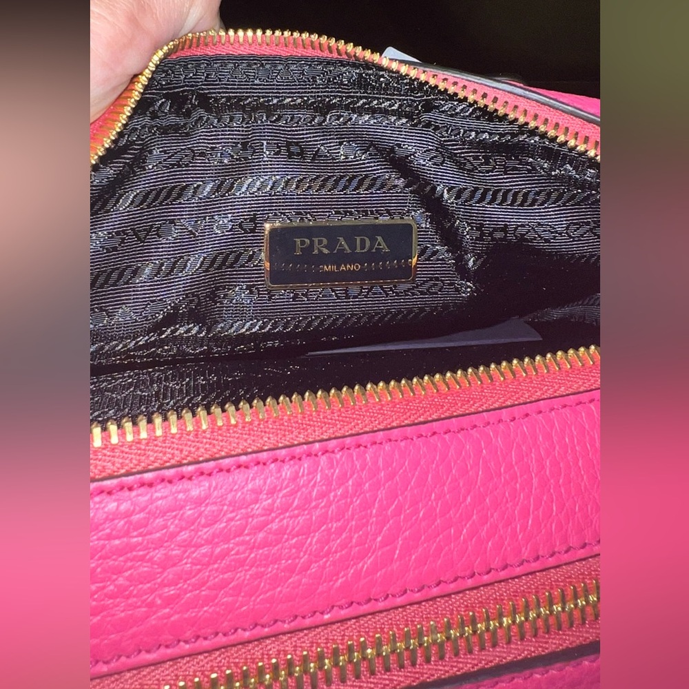 Authentic Prada Peonia Pink Vitello Phenix Leather Double Zip Crossbody … - Picture 12 of 16